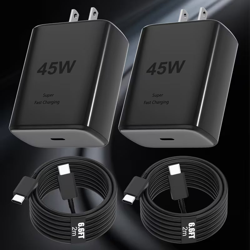 45W Super Fast Charger Type C, 2 PACK 45 Watt USB-C Wall Charging