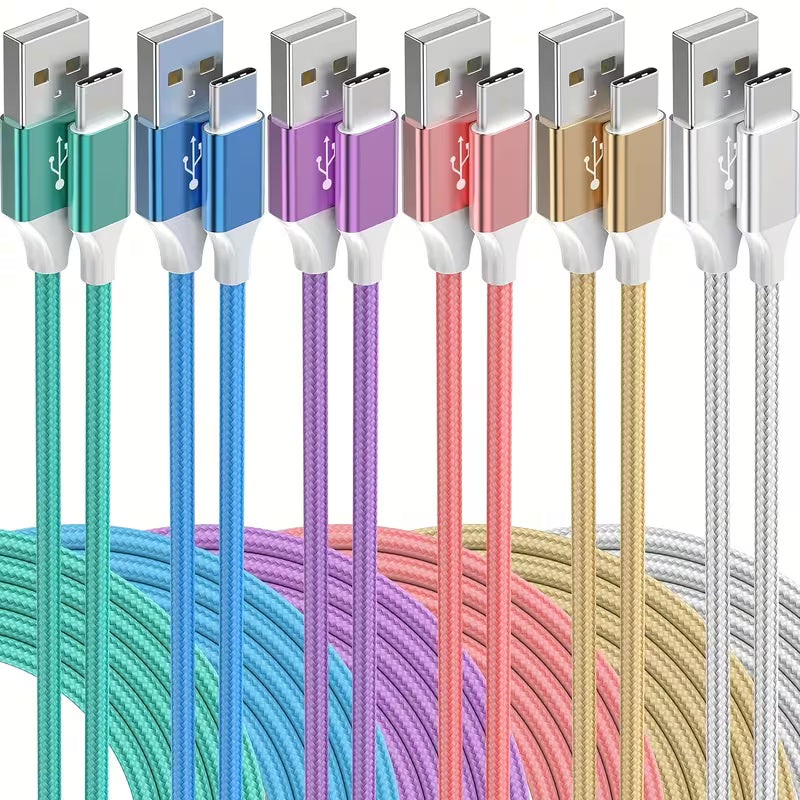 USB C Cable, 6Pack USB to USB C Cable Type C Charger Fast Charging Cable Nylon