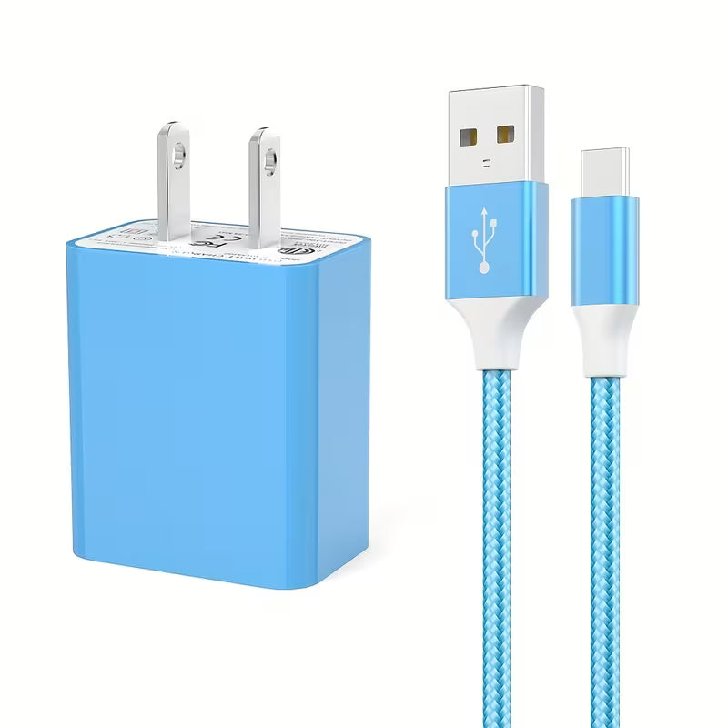 This set features a perfect combination of 1 5V2.1A dual-port power adapter and 1 Type-C nylon braided cable