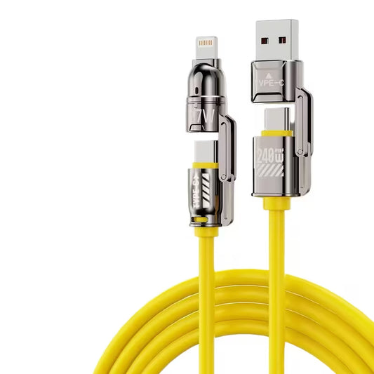A 4-In-1 240W Multifunctional Fast Charger Cable Set Featuring USB-A, Type-C, And Lightning Ports