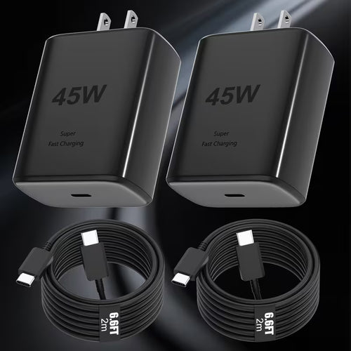 45W Super Fast Charger Type C, 2 PACK 45 Watt USB-C Wall Charging