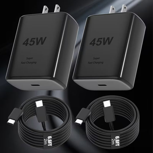 45W Super Fast Charger Type C, 2 PACK 45 Watt USB-C Wall Charging