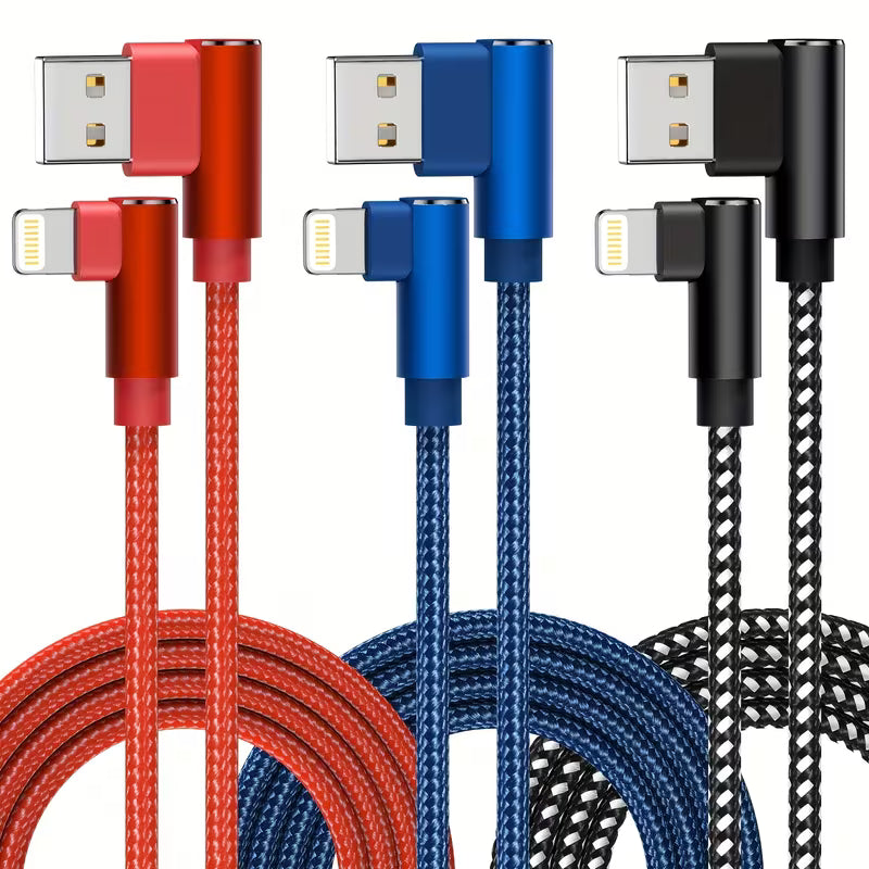 3 Pack USB A to Lightning Cable MFi Certified ForIPhone Charger Cord Nylon Braided